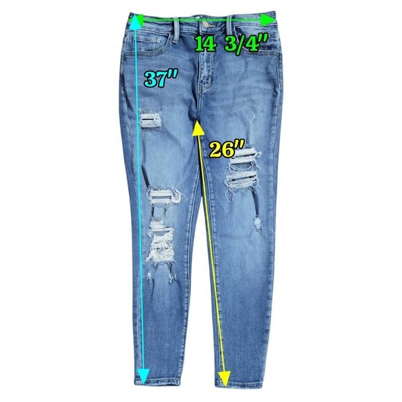 Kancan Signature Kurvy Ultra High Rise Ankle Skinny Distressed Jeans Stretch - Picture 2 of 8